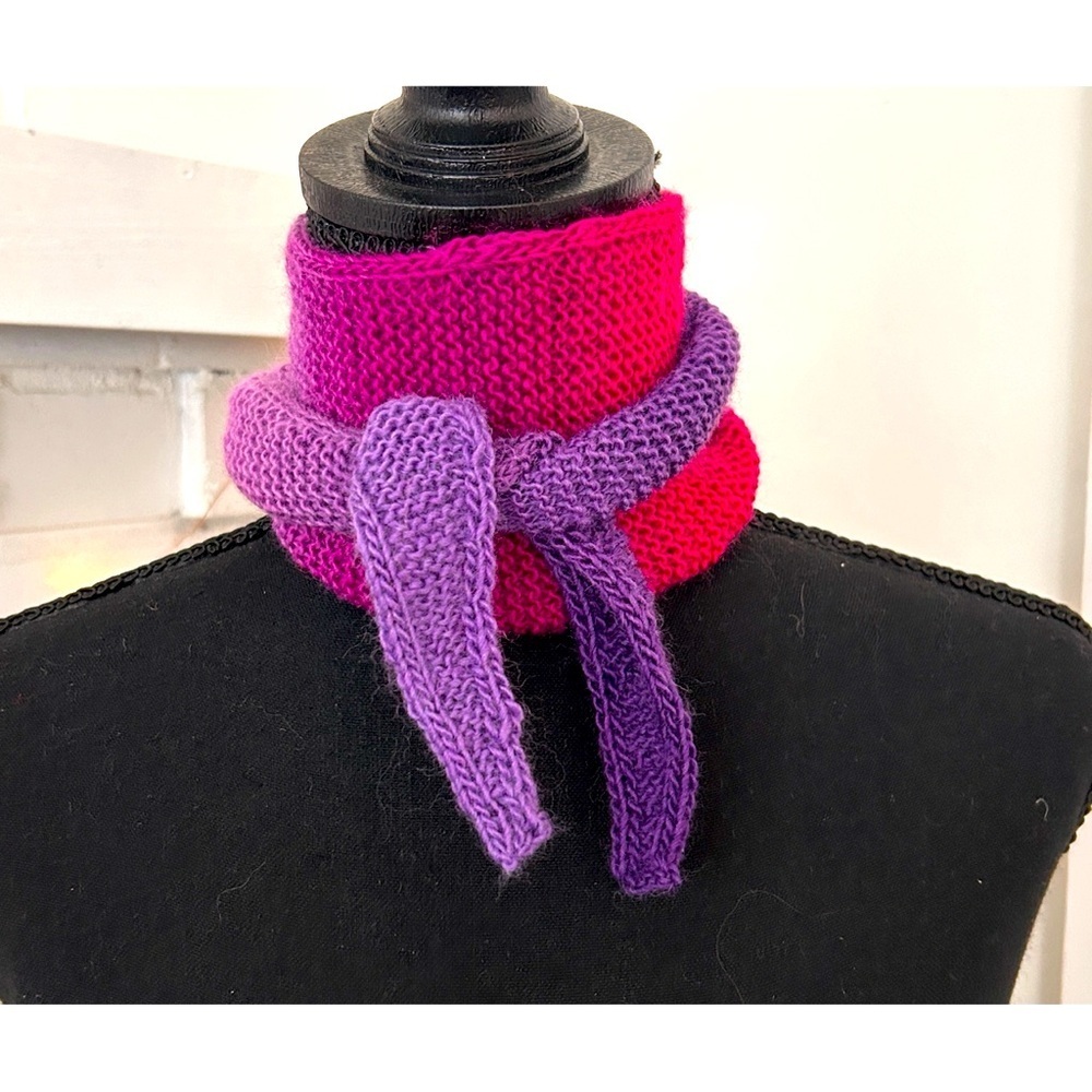 Brand New Hand Knit Sophie Scarf in Pinks and Purples O/S